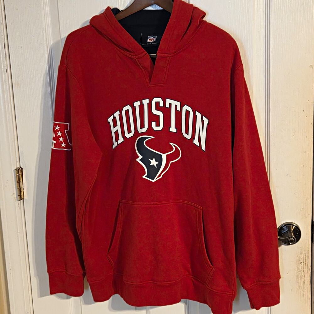 NFL Men's Houston Texans Adaptive Pullover Hoodie Logo Magnetic Closure Size L